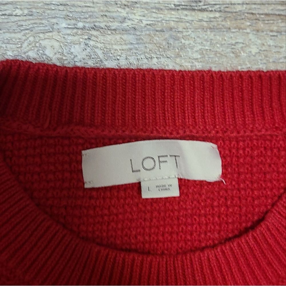 Loft Red Cotton Sweater - Picture 4 of 9